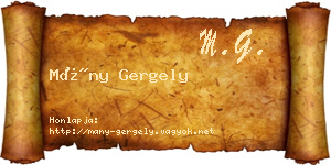 Mány Gergely névjegykártya